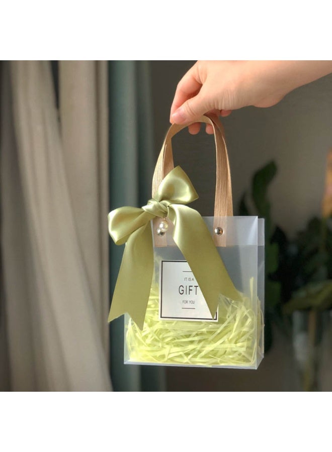 JAYATO High-end, minimalist gift bag made of transparent plastic, in champagne color, with a large-sized ribbon bow, suitable for holding sweet treats, handbag style. - Image 1